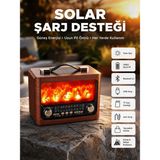 Terrien Taşınabilir Şömine Görünümlü Bluetooth Hoparlör – Solar Şarjlı, Alev Işıklı, 7W Ses - Çok Renkli