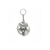 Ters Pentagram Ve Goat Head Figürlü Gümüş Renk Gotik Unisex Anahtarlık – Metal Aksesuar