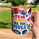 Ters Yüz 2-Inside Out 2 Tasarım Porselen Kupa- Ters Yüz Hediyelik Kupa Doğum Günü Hediyesi Kupa - Turuncu - 330 ml