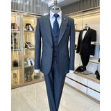 Terzi Adem Altun İtalyan stil ceket yelek pantolon erkek takım elbise lacivert T11118 - 46