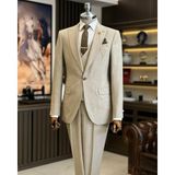 Terzi Adem Altun İtalyan stil ceket yelek pantolon takım elbise bej T12507 - 46