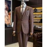 Terzi Adem Altun İtalyan Stil Ceket Yelek Pantolon Takım Elbise Kiremit T12875 - 46