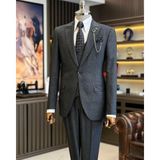 Terzi Adem Altun İtalyan Stil Ceket Yelek Pantolon Takım Elbise Siyah T12506 - 48