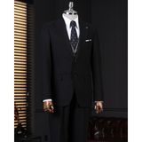 Terzi Adem Altun Italyan Stil Siyah Kombin Takım Elbise Ceket Yelek Pantalon Erkek 50 Beden Slim Fit T14039