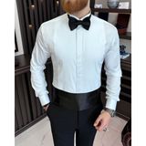 Terzi Adem Altun Italyan Stil Slim Fit Ata Yaka Duble Manşet Erkek Gömlek Beyaz T11601 - 2XL