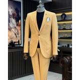 Terzi Adem Altun Italyan Stil Slim Fit Ceket Pantolon Takım Elbise Camel T12513 - 52