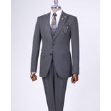 Terzi Adem Altun Italyan Stil Slim Fit Ceket Yelek Pantolon Takım Elbise Antrasit T11396 - 48