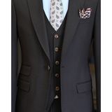 Terzi Adem Altun İtalyan stil slim fit ceket yelek pantolon takım elbise kahverengi T11479 - 46