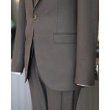 Terzi Adem Altun İtalyan stil slim fit ceket yelek pantolon takım elbise kahverengi T11482 - 46