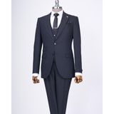 Terzi Adem Altun Italyan Stil Slim Fit Ceket Yelek Pantolon Takım Elbise Lacivert T11394 - 48