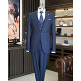 Terzi Adem Altun Italyan Stil Slim Fit Ceket Yelek Pantolon Takım Elbise Lacivert T11477 - 46