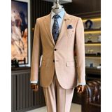 Terzi Adem Altun İtalyan stil slim fit erkek ceket pantolon takım elbise vizon T12717 - 48