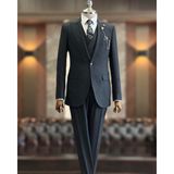 Terzi Adem Altun Italyan Stil Slim Fit Erkek Ceket Yelek Pantolon Takım Elbise Antrasit T10783 - 46