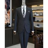Terzi Adem Altun Italyan Stil Slim Fit Erkek Ceket Yelek Pantolon Takım Elbise Antrasit T11024 - 46