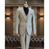 Terzi Adem Altun Italyan Stil Slim Fit Erkek Ceket Yelek Pantolon Takım Elbise Gri T9933 - 46