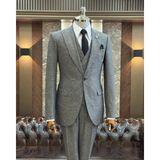 Terzi Adem Altun Italyan Stil Slim Fit Erkek Ceket Yelek Pantolon Takım Elbise Kahverengi T11018 - 48