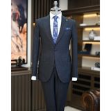 Terzi Adem Altun Italyan Stil Slim Fit Erkek Ceket Yelek Pantolon Takım Elbise Lacivert T11023 - 46