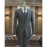 Terzi Adem Altun Italyan Stil Slim Fit Erkek Ceket Yelek Pantolon Takım Elbise Lacivert T11213 - 48