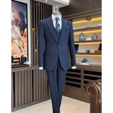 Terzi Adem Altun İtalyan stil slim fit erkek ceket yelek pantolon takım elbise lacivert T11685 - 48