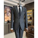 Terzi Adem Altun İtalyan stil slim fit erkek ceket yelek pantolon takım elbise siyah T11028 - 46