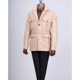 Terzi Adem Altun İtalyan stil slim fit kaşe spor mont erkek bej T13552 - 58