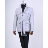 Terzi Adem Altun İtalyan stil slim fit kaşe spor mont erkek gri T13553 - 54