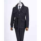 Terzi Adem Altun İtalyan stil slim fit kaşe spor mont erkek siyah T13549 - 52