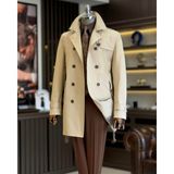 Terzi Adem Altun Italyan Stil Slim Fit Mevsimlik Erkek Trençkot Mont Bej T11871 - 2XL