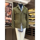 Terzi Adem Altun İtalyan stil slim fit polo yaka süet erkek mont yeşil T10818 - XL