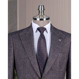 Terzi Adem Altun İtalyan stil slim fit yün karışımlı ceket pantolon kombin takım elbise kahverengi T14680 - 52