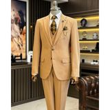Terzi Adem Altun Klasik Kesim Regular Fit Ceket Yelek Pantalon Takım Elbise Kahverengi T12245 - 56