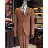Terzi Adem Altun Klasik Kesim Regular Fit Ceket Yelek Pantalon Takım Elbise Kiremit T12247 - 58