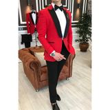 Terzi Adem İtalyan Kesim Ceket Pantolon Gömlek Kırmızı Damatlık Set T3561 - 6 Drop - 44