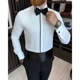 Terzi Adem İtalyan Kesim Damatlık Slim Fit Ata Yaka Erkek Gömlek T3469 - Beyaz - 2XL