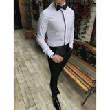 Terzi Adem İtalyan Kesim Damatlık Slim Fit Ata Yaka Erkek Gömlek T3469 - XS - Beyaz