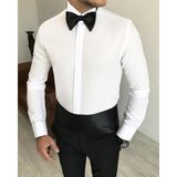 Terzi Adem İtalyan Kesim Damatlık Slim Fit Ata Yaka Erkek Gömlek T3470 - Beyaz