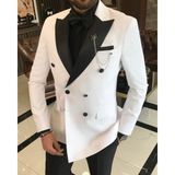 Terzi Adem Italyan Kesim Slim Fit Kruvaze Ceket Pantolon Damatlık Set Beyaz T9212 - 46