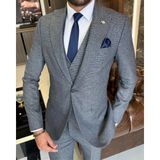 Terzi Adem Italyan Stil Slim Fit Ceket Yelek Pantolon Takım Elbise Lacivert T9795 - 46
