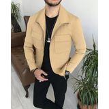 Terzi Adem Italyan Stil Slim Fit Erkek Mevsimlik Bomber Ceket Camel T7870