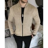 Terzi Adem Italyan Stil Slim Fit Mevsimlik Erkek Süet Mont Bej T9172