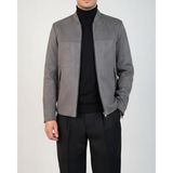 Terzi Adem Italyan Stil Slim Fit Mevsimlik Erkek Süet Mont Gri T9175 - 2XL