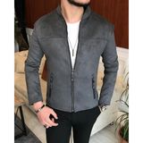 Terzi Adem Italyan Stil Slim Fit Mevsimlik Erkek Süet Mont Gri T9175 - XL