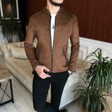 Terzi Adem Italyan Stil Slim Fit Mevsimlik Erkek Süet Mont Kahverengi T9173 - XL