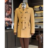 Terzi Adem Italyan Stil Slim Fit Mevsimlik Erkek Trençkot Mont Bej T4978