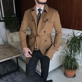 Terzi Adem Italyan Stil Slim Fit Mevsimlik Erkek Trençkot Mont Camel T6634 - XL