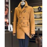 Terzi Adem İtalyan stil slim fit mevsimlik erkek trençkot mont camel T6634