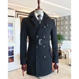 Terzi Adem Italyan Stil Slim Fit Mevsimlik Erkek Trençkot Mont Siyah T4977 - 2XL