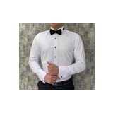 terzi ayhan Damatlık Gömlek Slim Fit Beyaz Ata Yaka Gömlek Kol Düğme Hediyeli