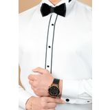 terzi ayhan Damatlık Gömlek Slim Fit Beyaz Ata Yaka Gömlek Kol Düğmeli –Slimfit 1 beden büyük tercih ediniz.