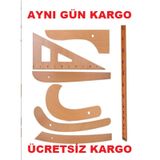 Terzi-Modelist-Tekstil 7 Parça Ahşap Cetvel Riga Gönye Takımı